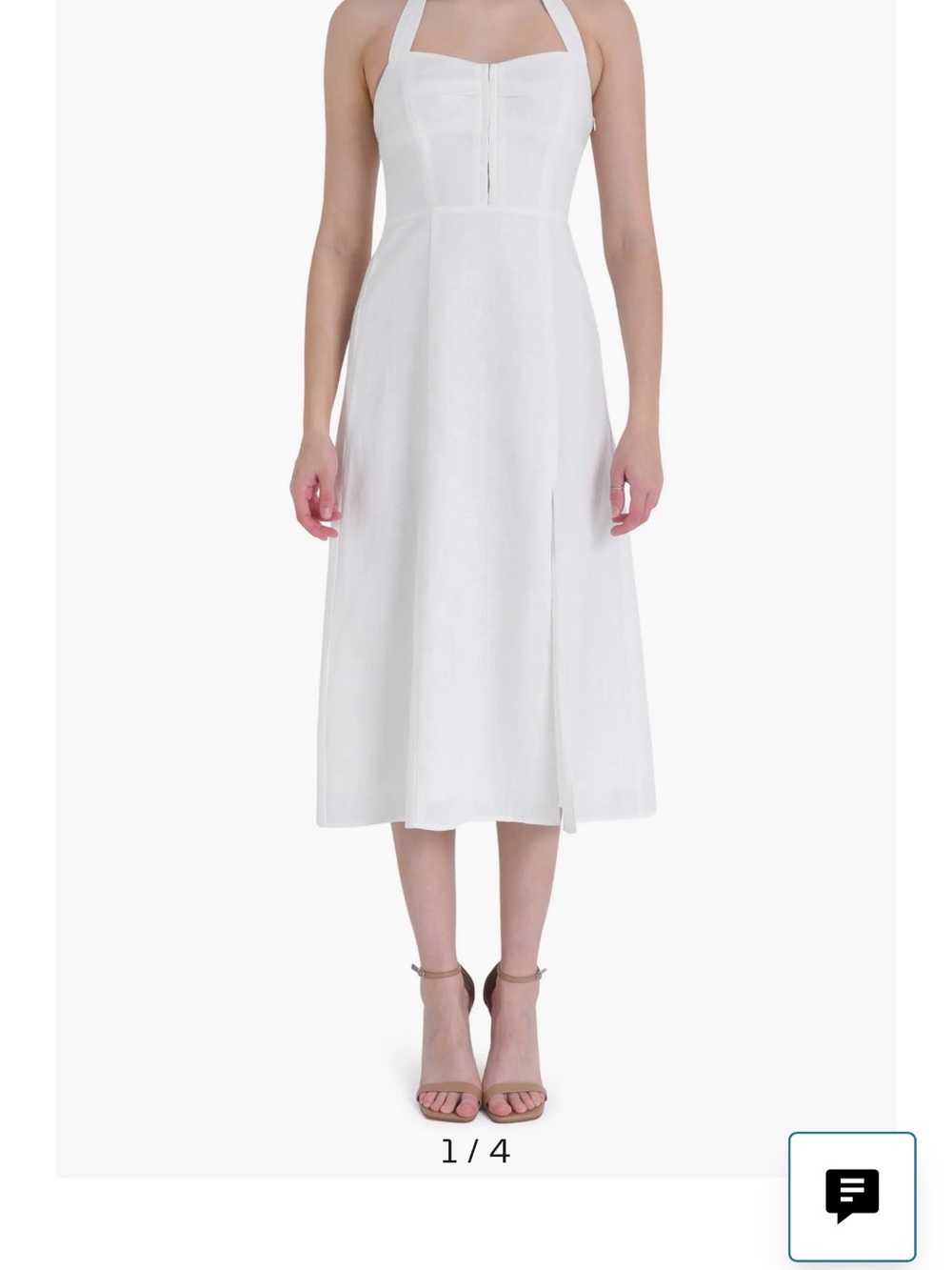 WAYF Simone Halter Neck Linen Midi Dress
White